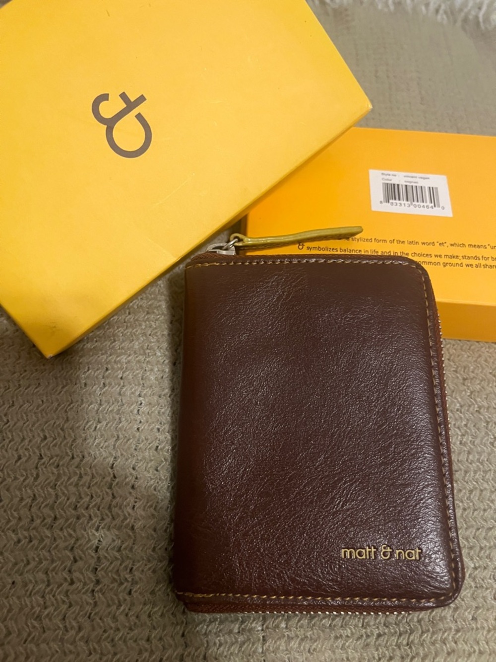 Matt & Nat Brown Zip Around Card Holder Wallet Coin Purse Case Vintage Bag Vegan